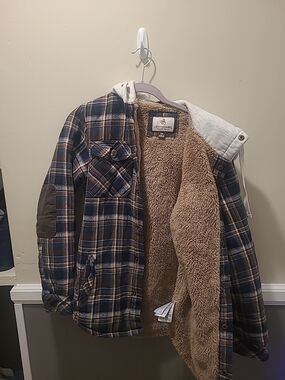 Legendary Whitetails Men's Camp Night Berber Lined Hooded Flannel Shirt Small